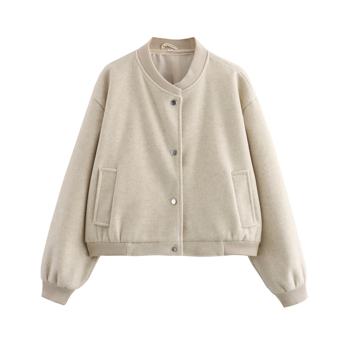 Men's Pilot Jacket Ribbed Cotton Stand-Up Collar