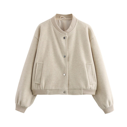 Men's Pilot Jacket Ribbed Cotton Stand-Up Collar