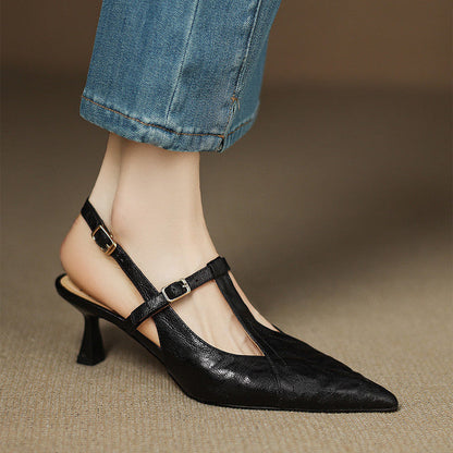 Luxury Black Leather High Heels