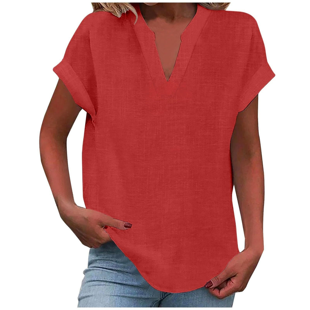 Women's Short Sleeve V-Neck Blouse
