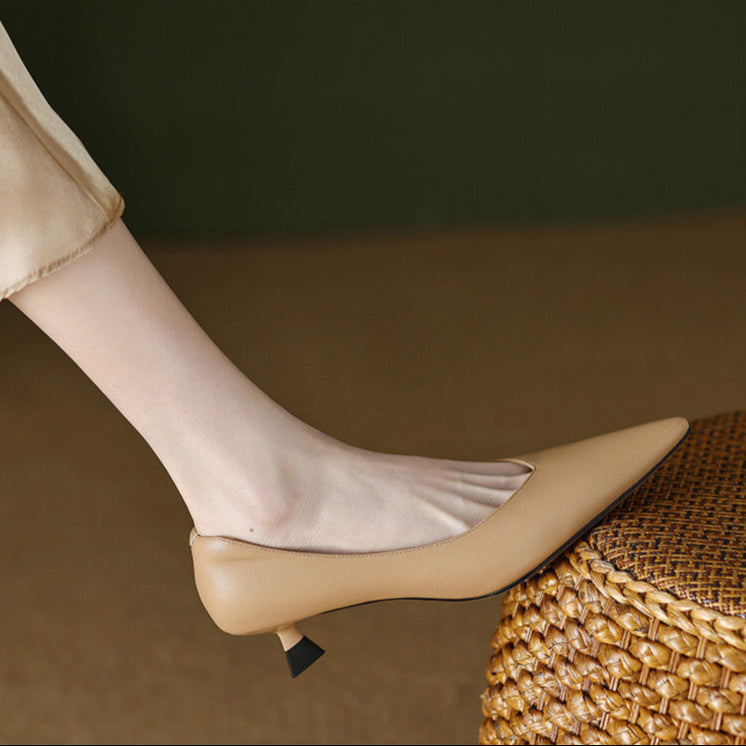 Elegant Low Heel Pointed Toe Women's Slip On Pumps