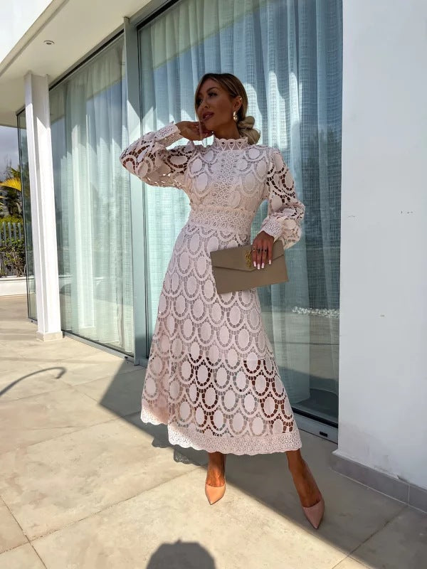 Elegant Floral Knee Length Dress - VibreMode