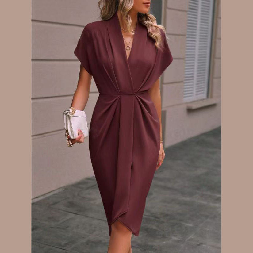 Casual Ladies Sundress V Neck Knee Length Dress