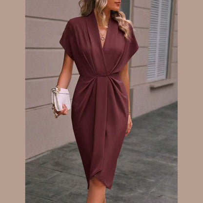 Casual Ladies Sundress V Neck Knee Length Dress