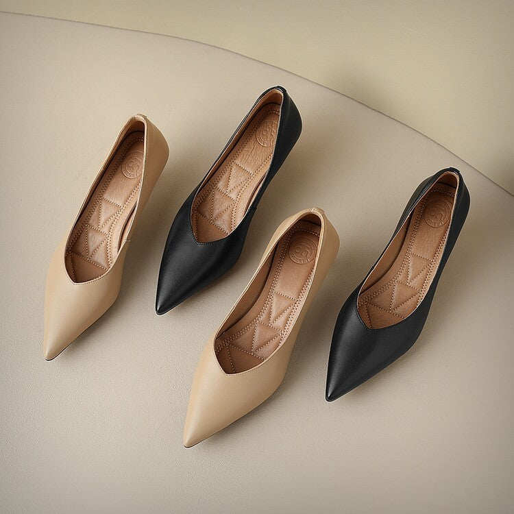 Elegant Low Heel Pointed Toe Women's Slip On Pumps