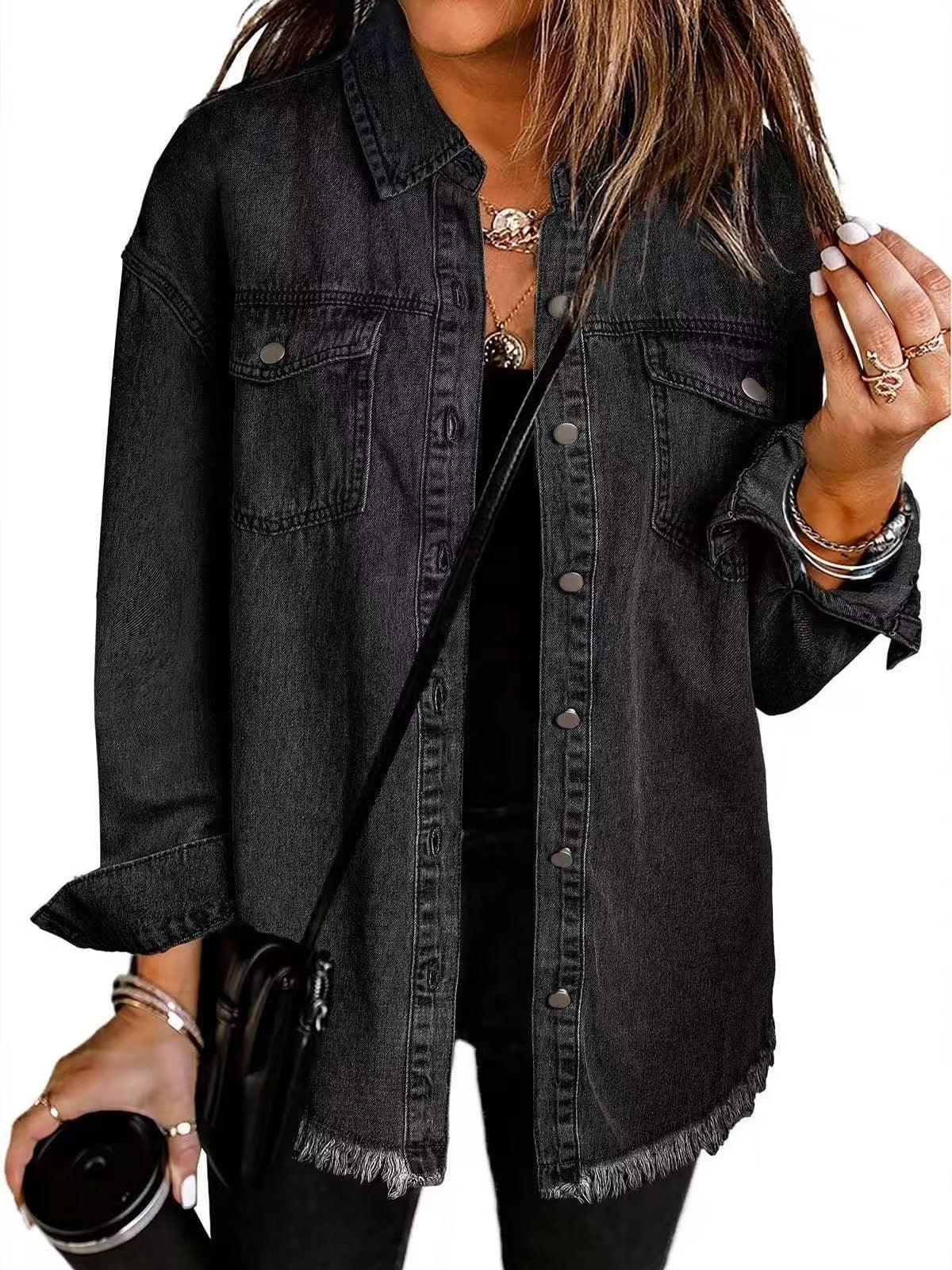 Women's Collared Button Down Jacket - VibreMode