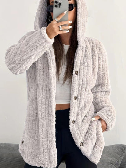 Women's Button Front Cardigan Hooded Neckline