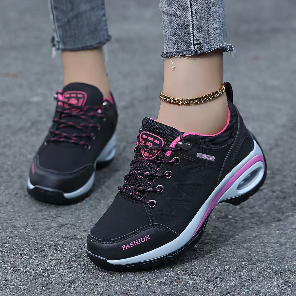 Trail Running Support Shoe - Black Pink