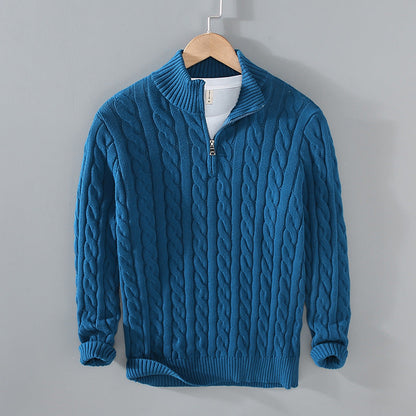 Men's Cable Knit Half-Zip Sweater Textured Classic Design