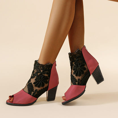 Women's Lace Ankle Booties Peep-Toe - VibreMode