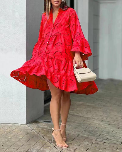 Cute Layered Embroidery Mini Dress