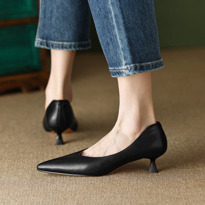 Elegant Low Heel Pointed Toe Women's Slip On Pumps