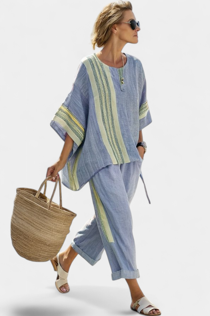 Relaxed Fit Women's 2 Piece Top and Pants Set