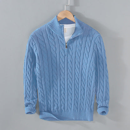 Men's Cable Knit Half-Zip Sweater Textured Classic Design