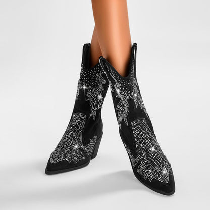 Women's Fashionable Cowboy Boots with Sparkle Detail