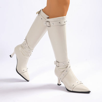 Women's Pointed Toe Knee High Heel Boots