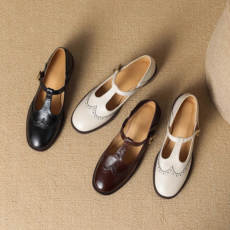 Classic Women's Low Heel Leather Mary Jane Shoes