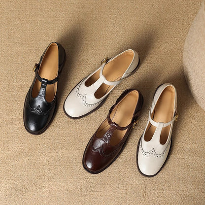 Classic Women's Low Heel Leather Mary Jane Shoes