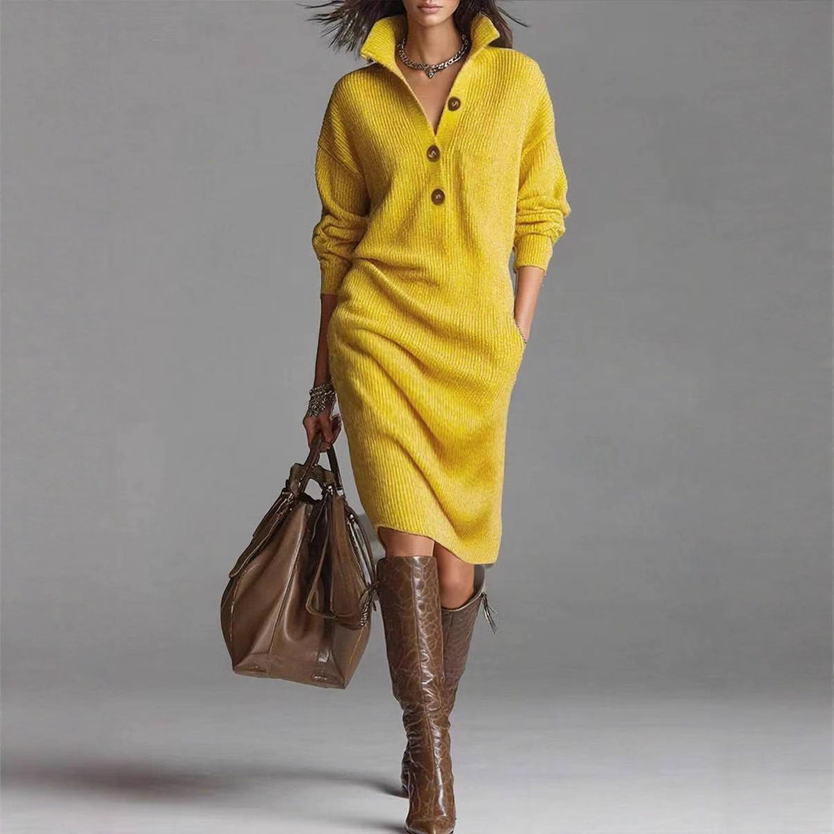 Casual Crew Neck Knee Length Dress