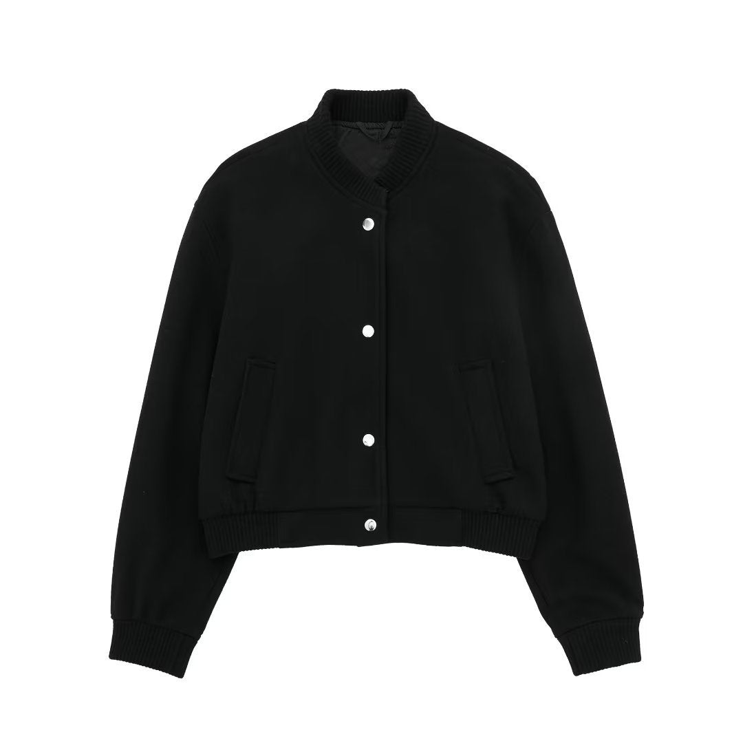Men's Pilot Jacket Ribbed Cotton Stand-Up Collar