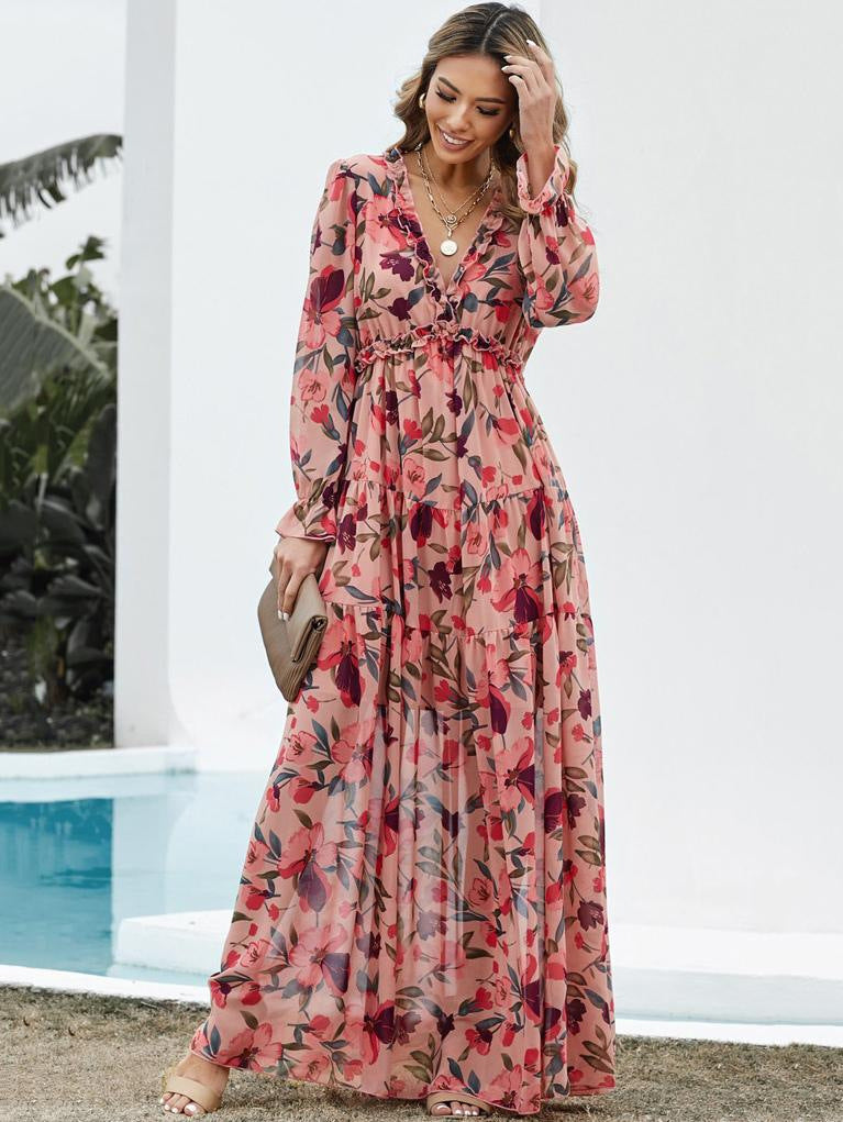 Beautiful Floral Floor Length Maxi Dress - VibreMode