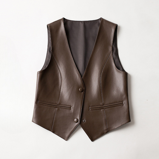 Women's Sheepskin Leather Vest - VibreMode