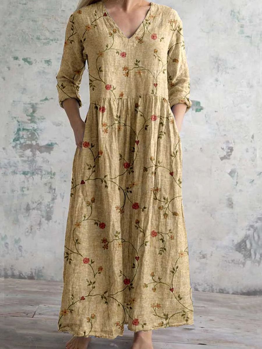 Women's V-Neck Maxi Dress Floral Print