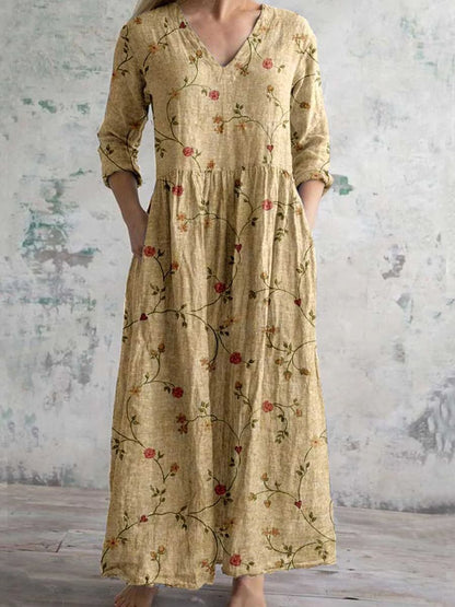 Women's V-Neck Maxi Dress Floral Print