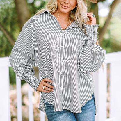 Relaxed Fit Women's Long Sleeve Striped Shirt