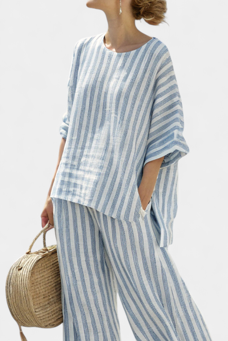 Nautical | Ladies' Classic Stripe T-Shirt & Palazzo Pants Set