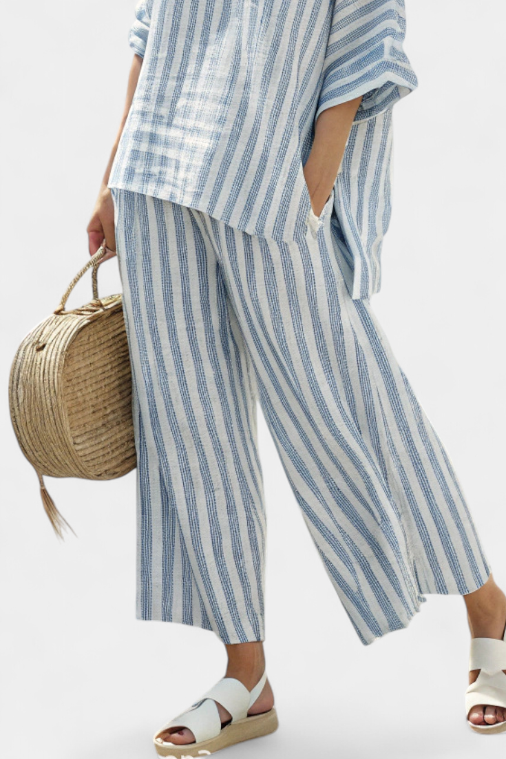 Nautical | Ladies' Classic Stripe T-Shirt & Palazzo Pants Set