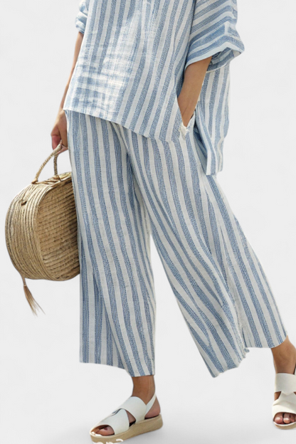 Nautical | Ladies' Classic Stripe T-Shirt & Palazzo Pants Set