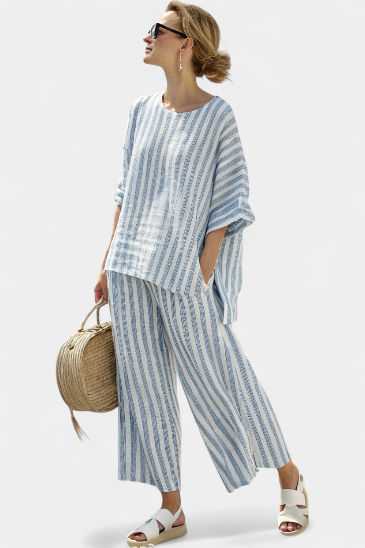 Nautical | Ladies' Classic Stripe T-Shirt & Palazzo Pants Set