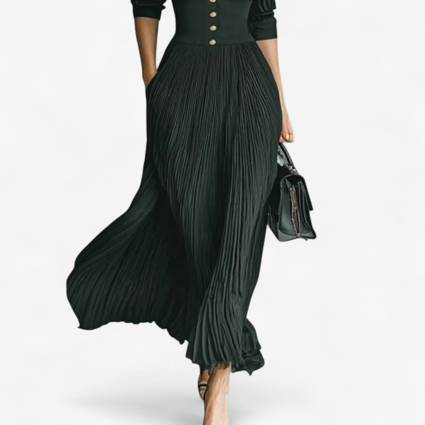 Elegant Long Flowy Pleated Dress