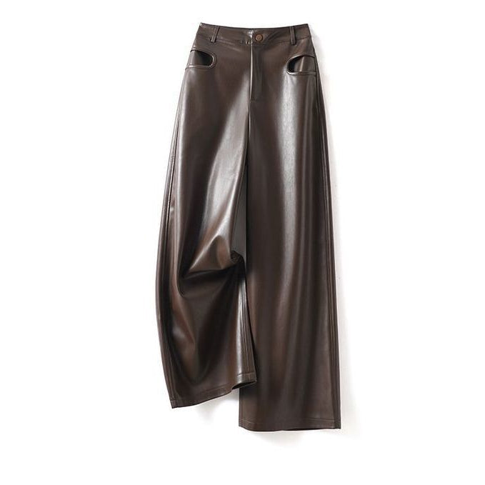 Women's Wide Leg Leather Pants - VibreMode