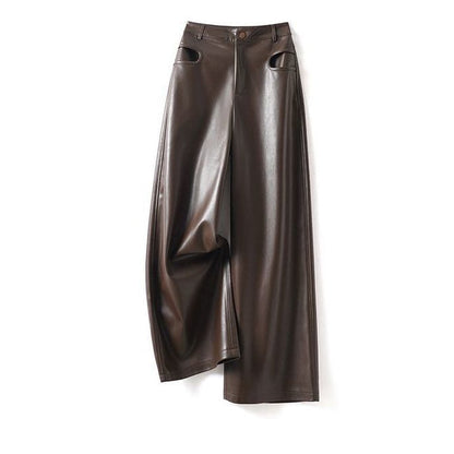 Women's Wide Leg Leather Pants - VibreMode