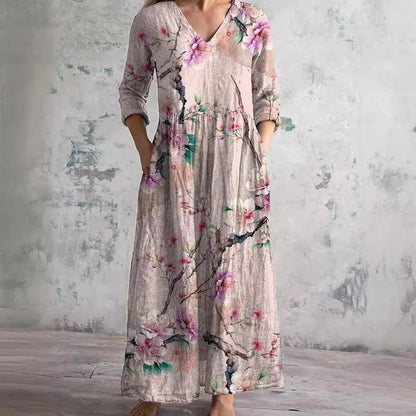 Women's V-Neck Maxi Dress Floral Print