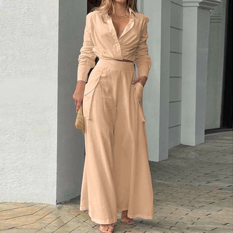 Women's 2-Piece Suit Tailored Blouse High-Waisted Pants - VibreMode