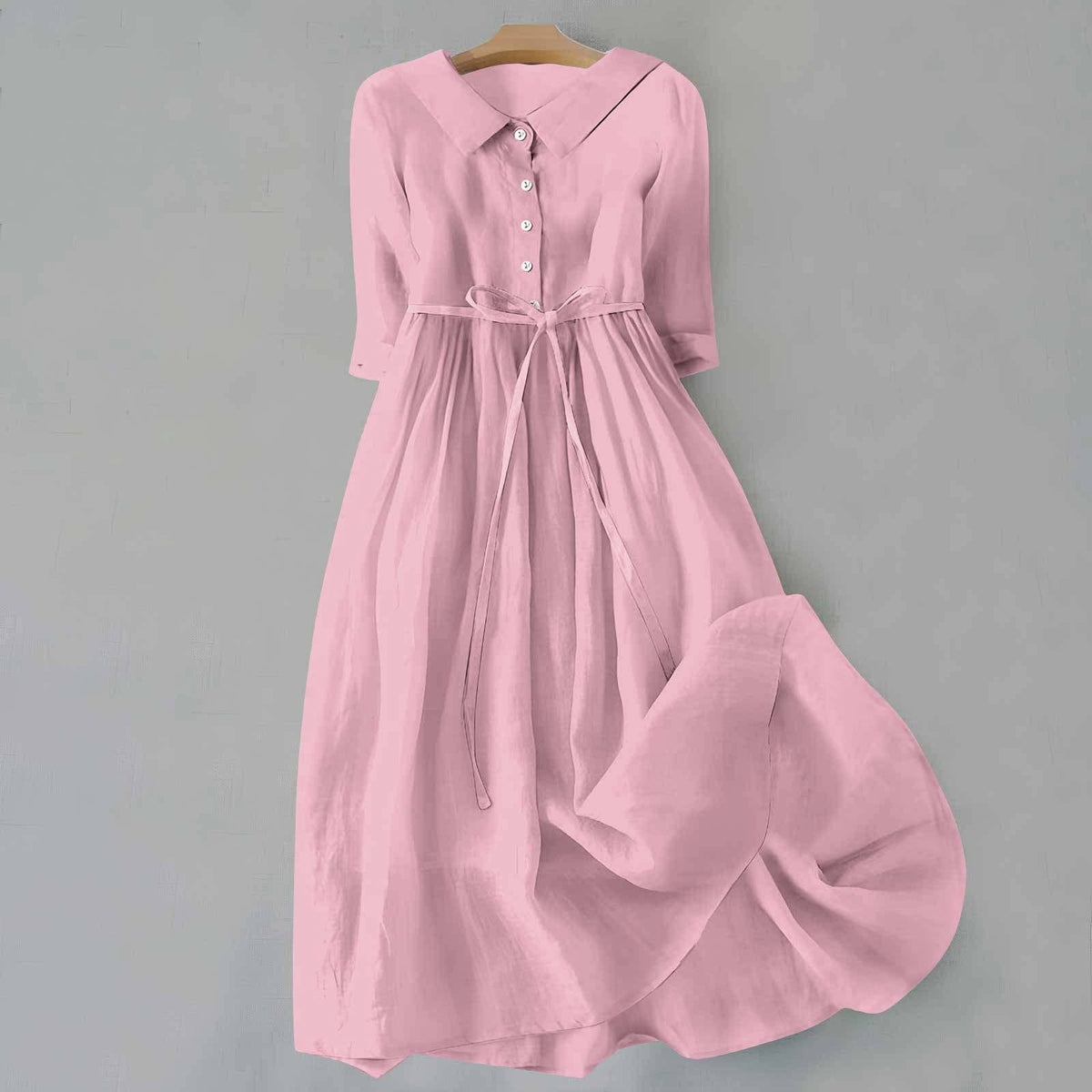 Women's Midi Casual Dress Full Button Front