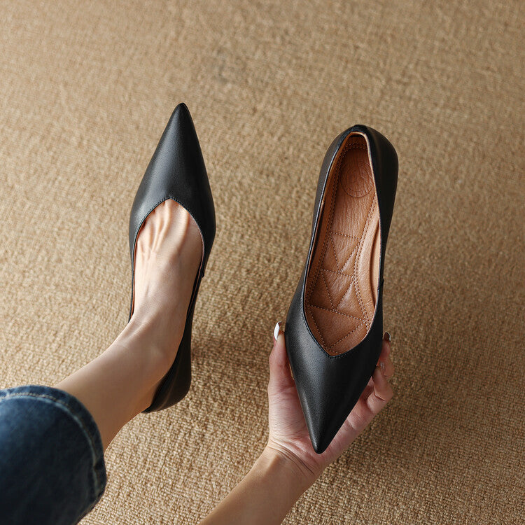Elegant Low Heel Pointed Toe Women's Slip On Pumps