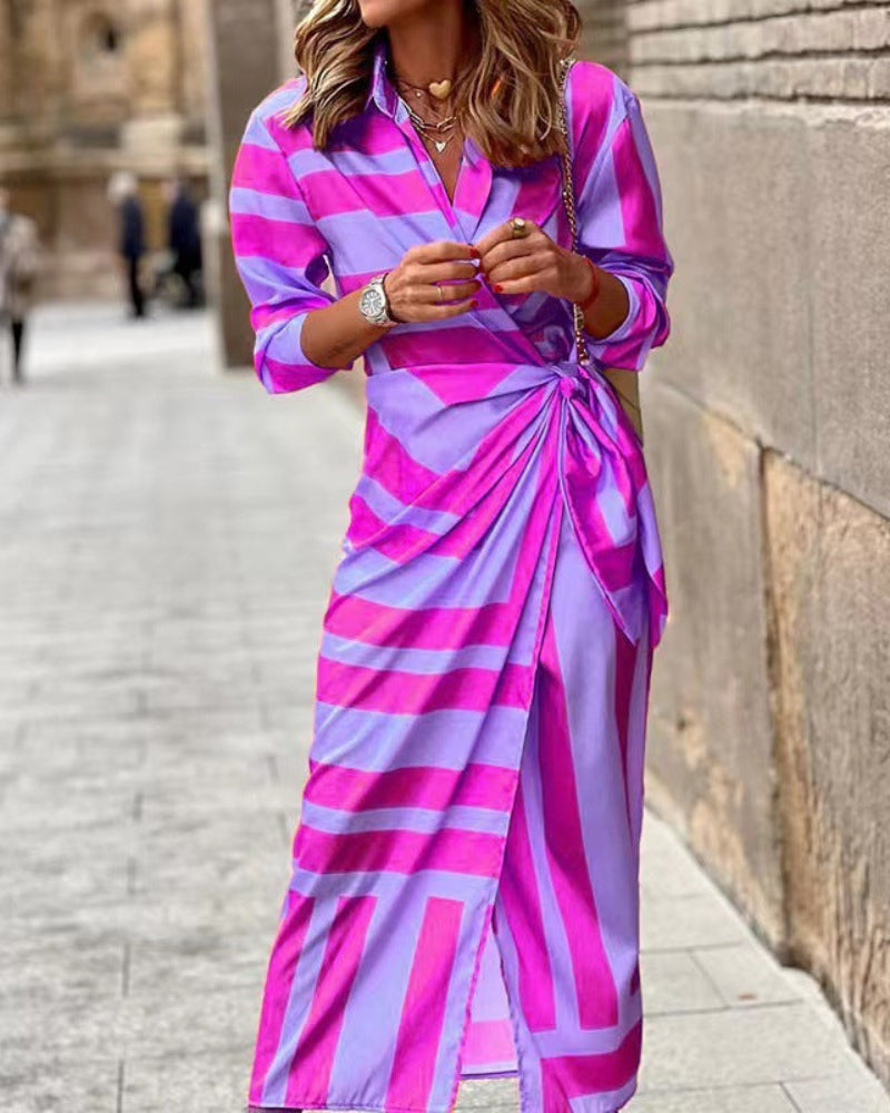 Women's Wrap Dress with Collar