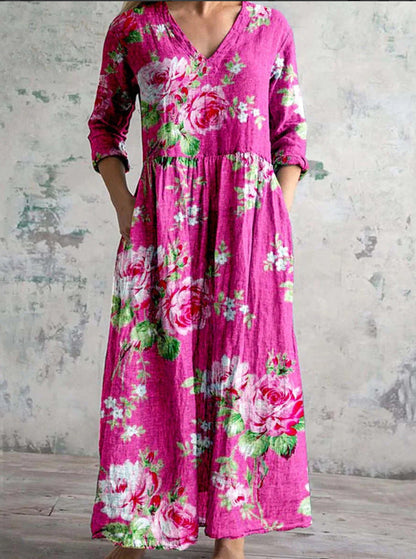Women's V-Neck Maxi Dress Floral Print