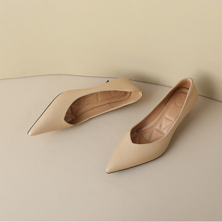 Elegant Low Heel Pointed Toe Women's Slip On Pumps