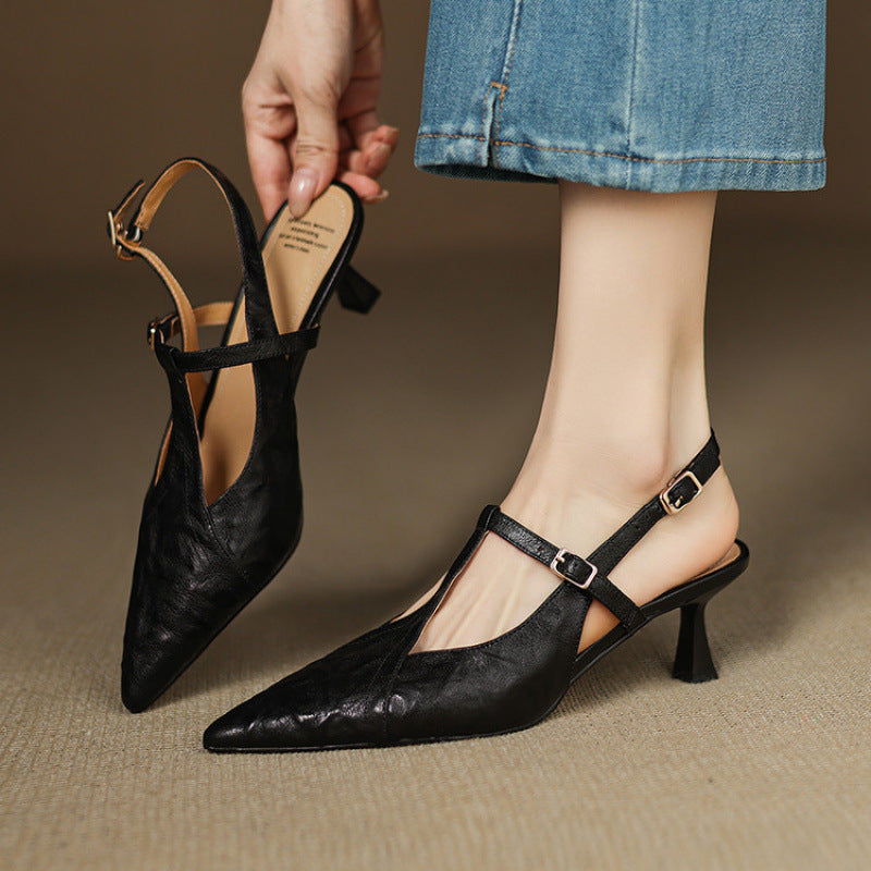 Luxury Black Leather High Heels
