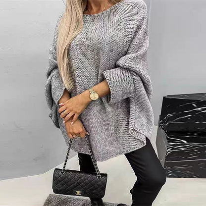 Women's Oversized Knit Sweater Batwing Sleeves Relaxed Fit