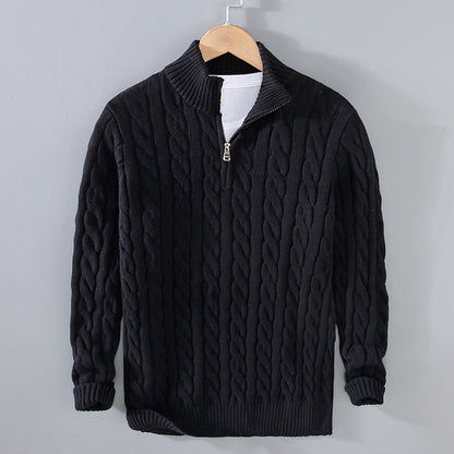 Men's Cable Knit Half-Zip Sweater Textured Classic Design