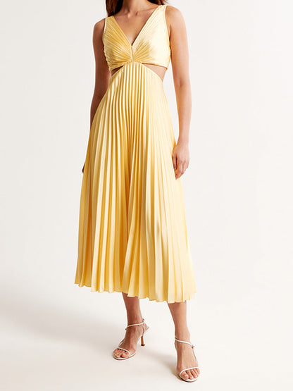 Elegant V-Neck Floor Length Evening Dress for Women