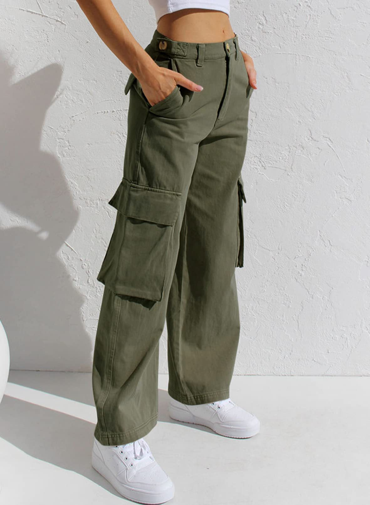 Women's High Waist Cargo Jeans - VibreMode