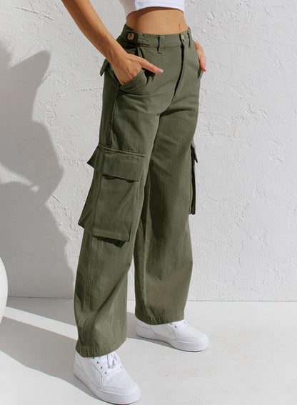Women's High Waist Cargo Jeans - VibreMode