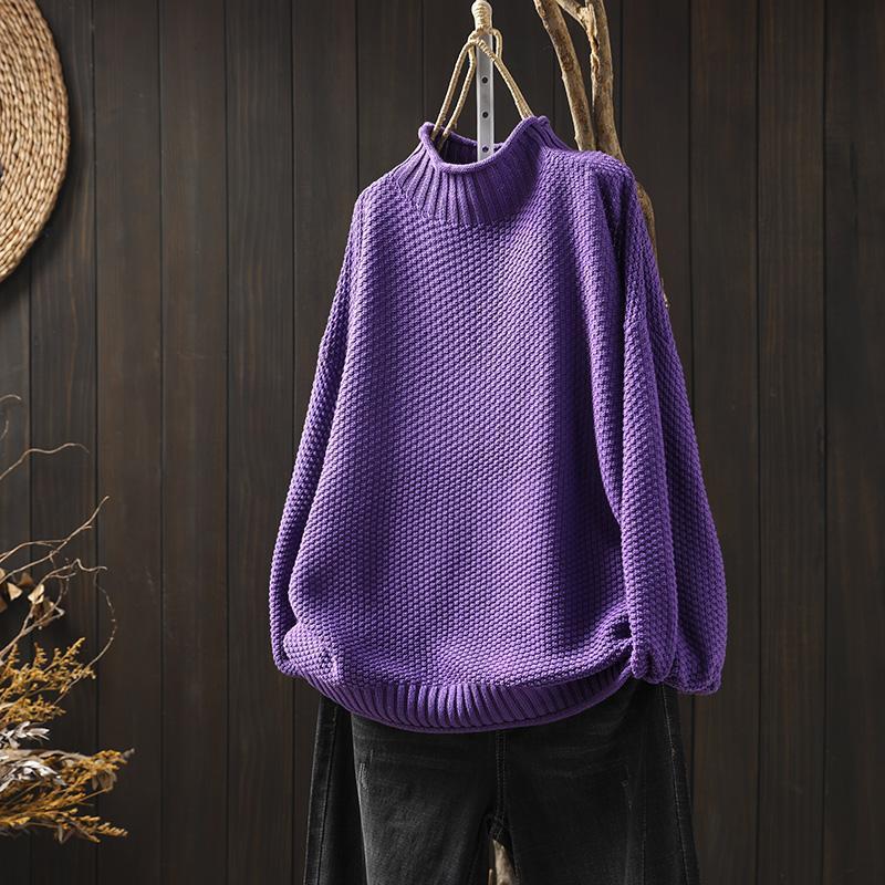 Women's Oversized Waffle Knit Mock Neck Sweater
